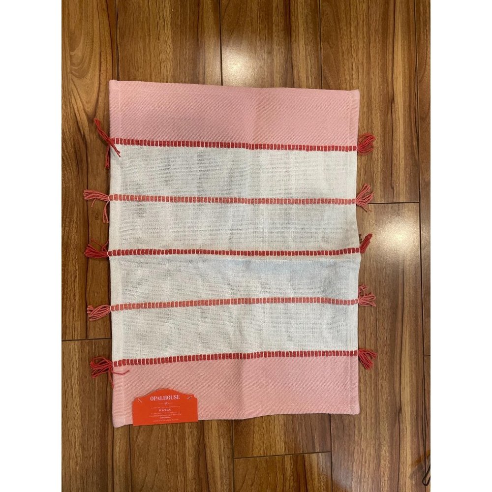 NWT Opalhouse pink white red placemat with fringe